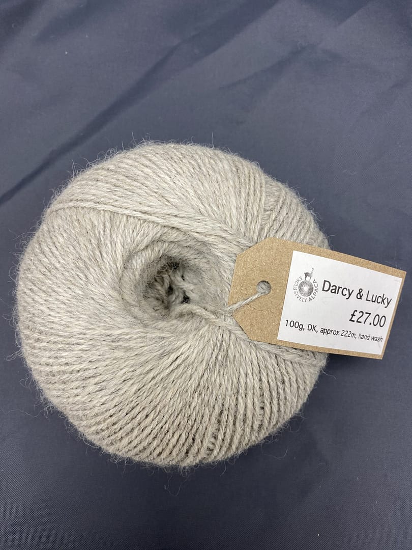 Alpaca DK grey and fawn 100g barber pole 'Darcy & Lucky'